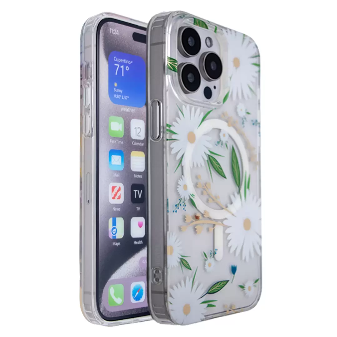 iPhone 14 Designed Case MagSafe White Daisy